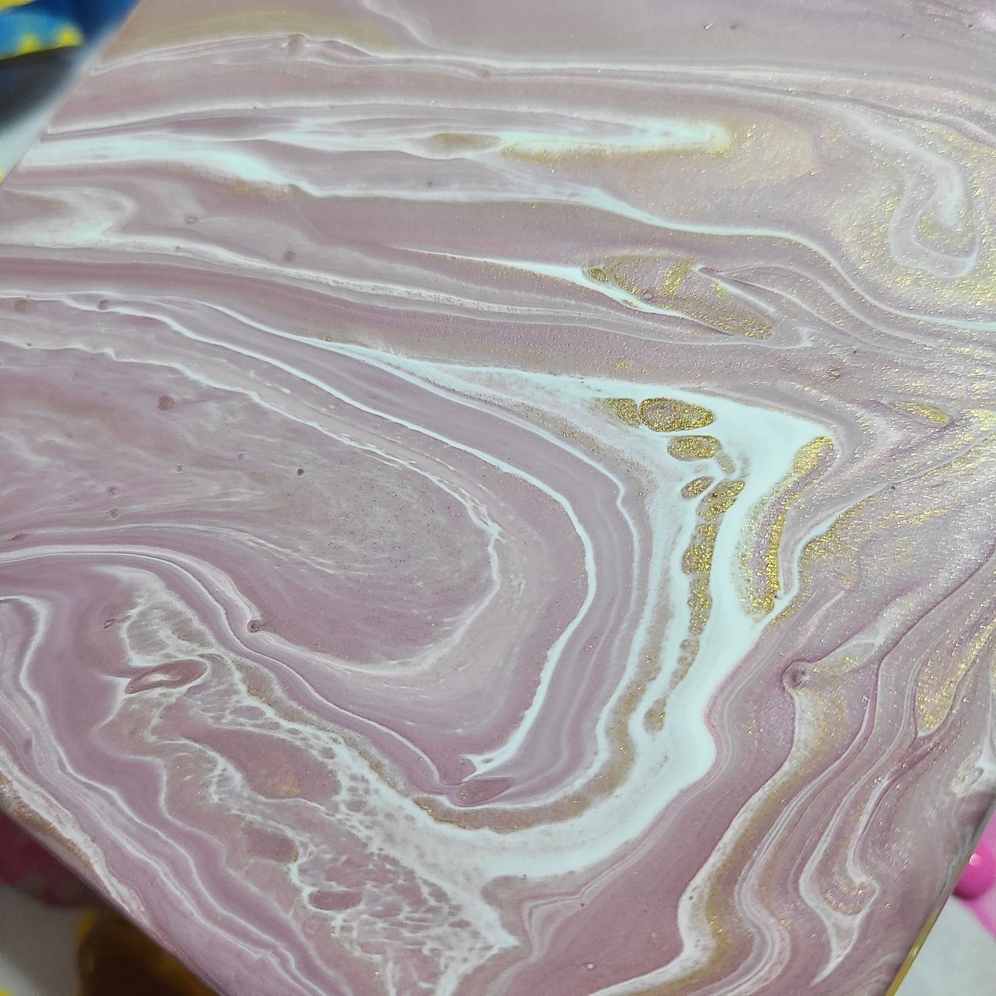 Hand-Painted Pour Ceramic Coasters - Set of 4
