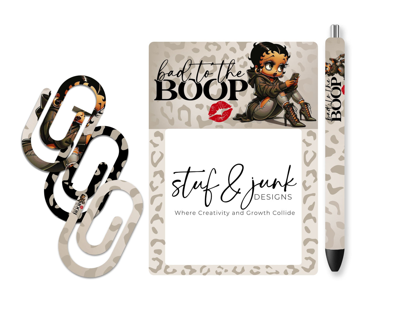 Custom Sticky Note Pad Set w/Paperclip Bookmarks + Gel Pen