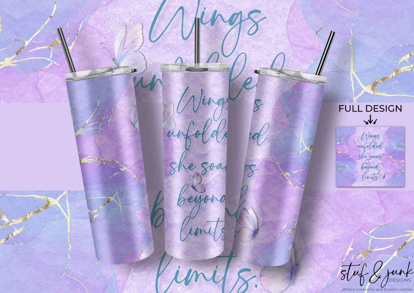 Beyond Limits Butterfly | 20 oz. Skinny Stainless Steel
