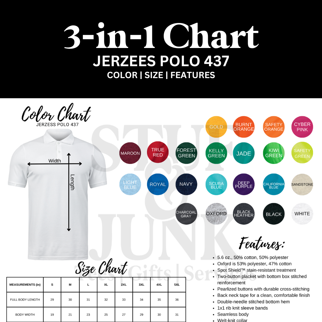 Jerzees Polo 437 Color Chart Stuf and Junk