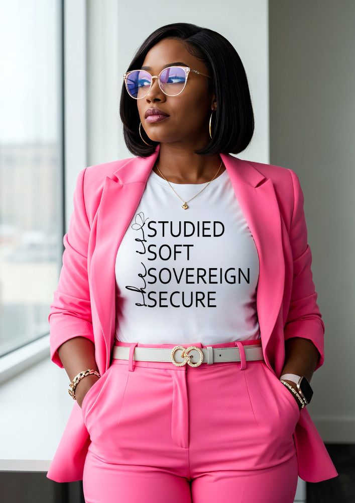 She Is Studied,Soft,Sovereign,Secure | Screen Print Transfer