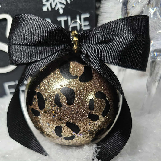 Miss Noire Glam | Leopard Glitter Handmade Ornament | 2.75 in