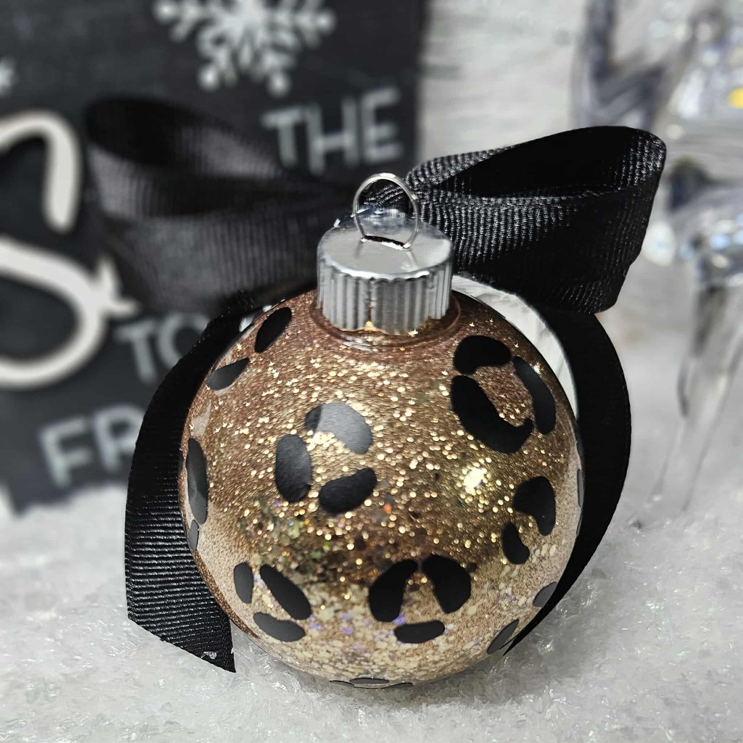 Miss Noire Glam | Leopard Glitter Handmade Ornament | 2.75 in
