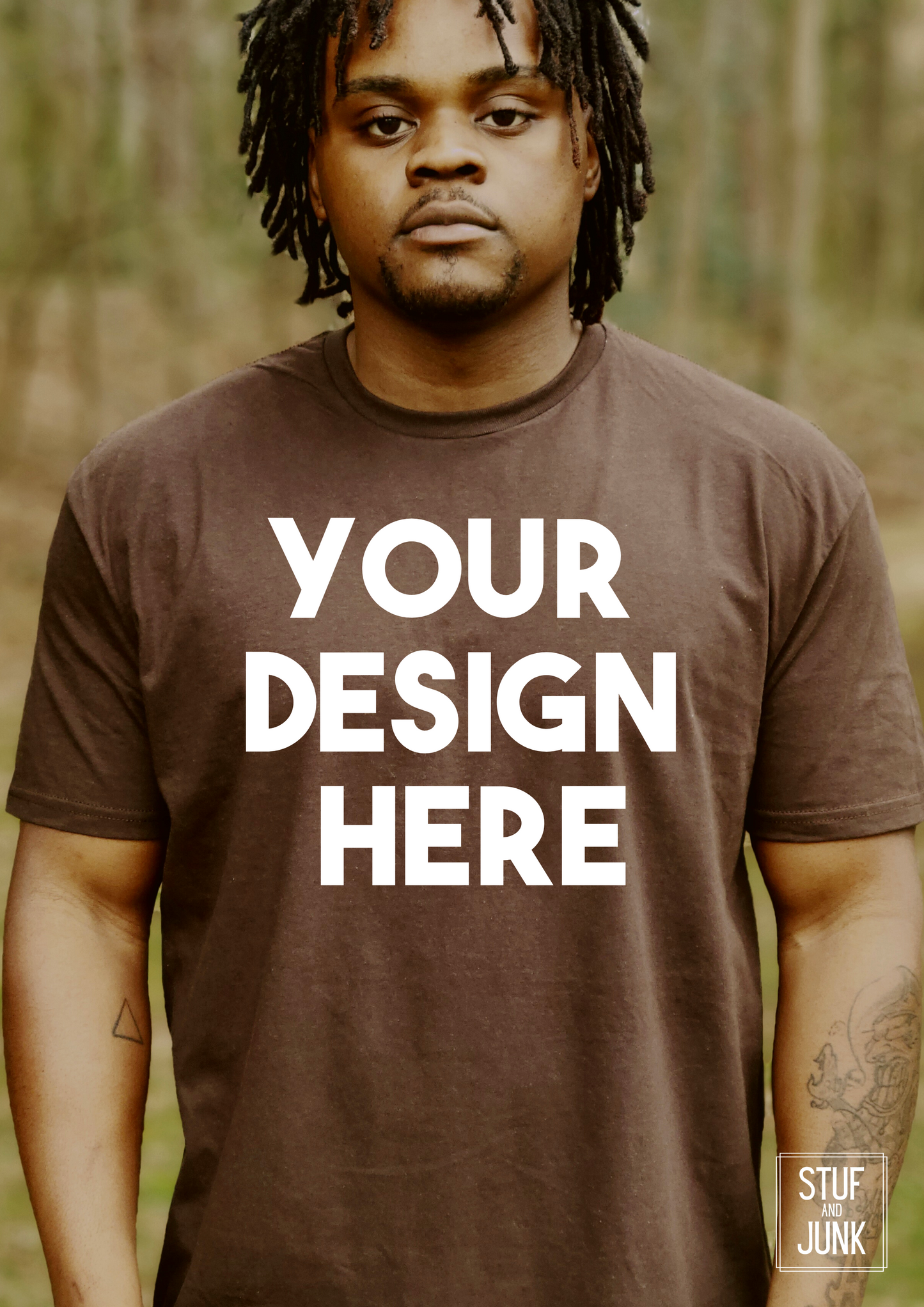 Brown Gildan T-shirt Mockup | Gildan T-Shirt Mockup | Gildan Softstyle T-shirt Mockup | African American Male Model