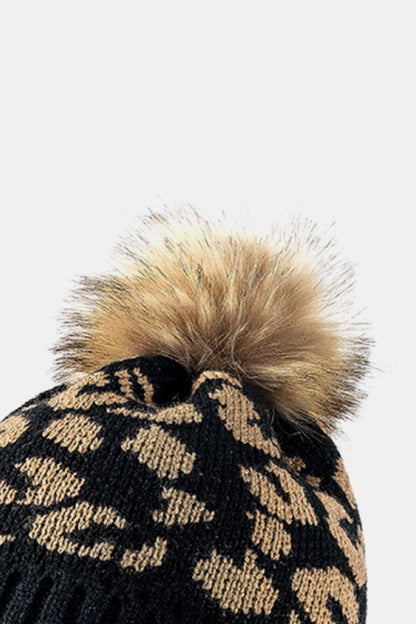 Leopard Pom-Pom Cuffed Beanie | Curated