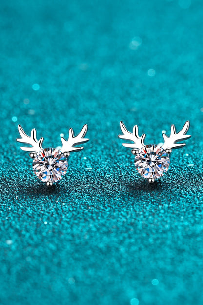 925 Sterling Silver Reindeer-Shaped Moissanite Earrings | Curated