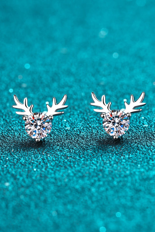 925 Sterling Silver Reindeer-Shaped Moissanite Earrings | Curated