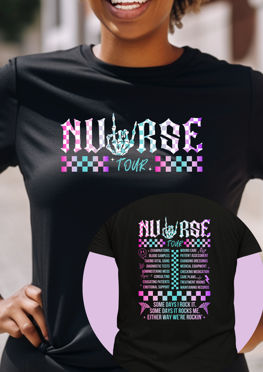 Nurses Rock-Retro  | Front & Back Short-sleeve T-shirt