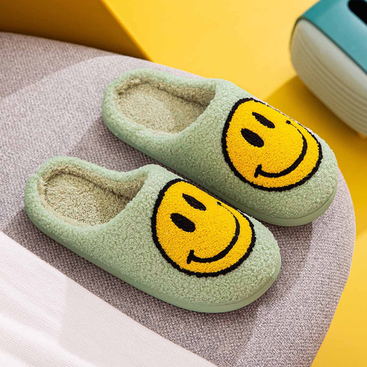 Minty Smiley Face Slippers | Curated