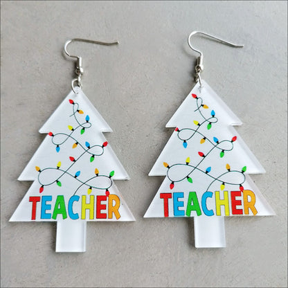 Christmas Themed Acrylic Dangle Earrings | Curated