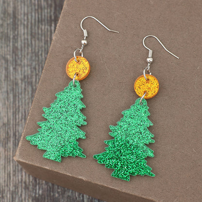 Glitter Acrylic Tree Shape Earrings | Curated