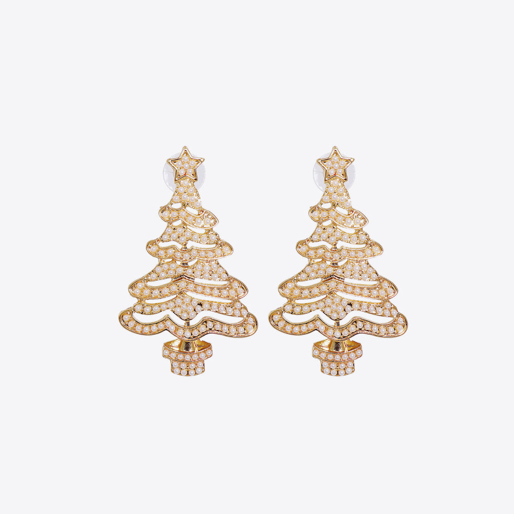 Rhinestone Christmas Tree Earrings