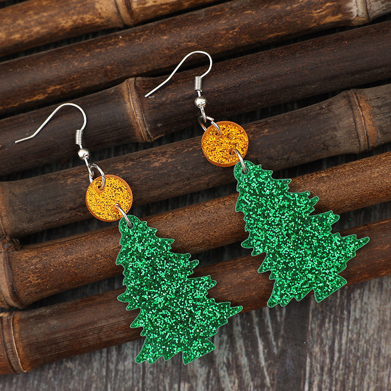 Glitter Acrylic Tree Shape Earrings | Curated