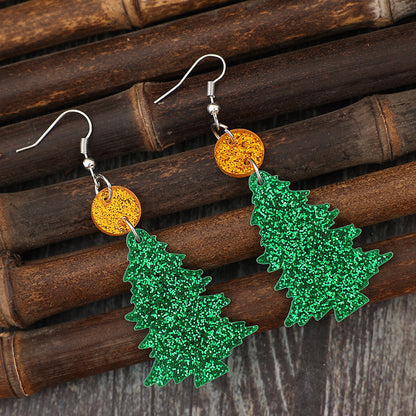 Glitter Acrylic Tree Shape Earrings | Curated