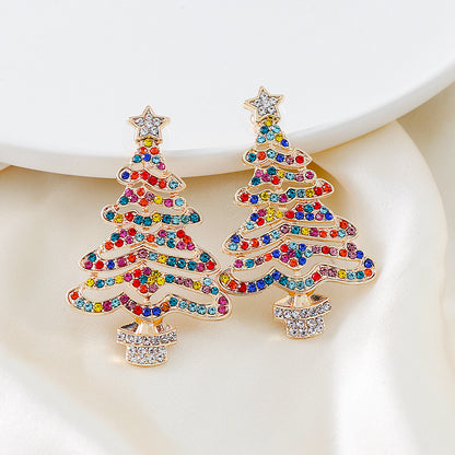 Rhinestone Christmas Tree Earrings