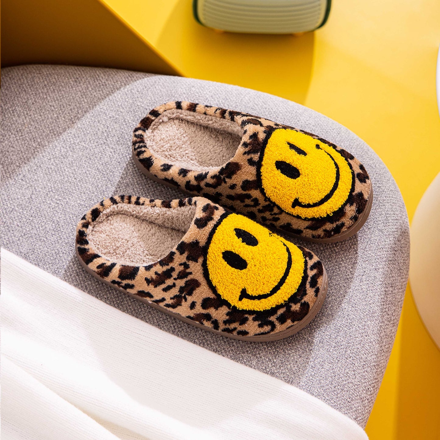 Leopard Smiley Face Slippers | Curated