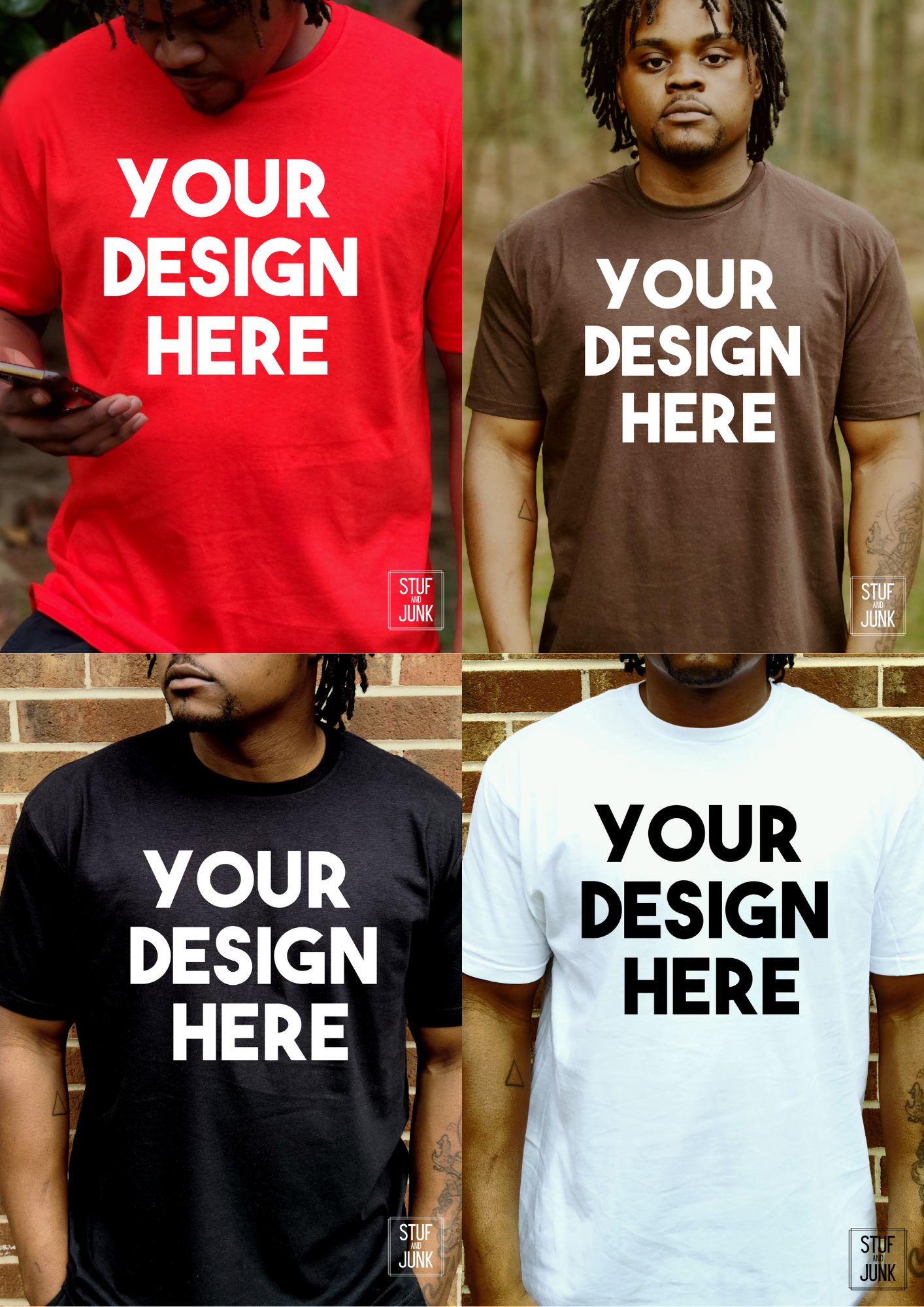 Bundle | Bella Canvas 3001C Short Sleeve T-shirt Mockup | Male | African American