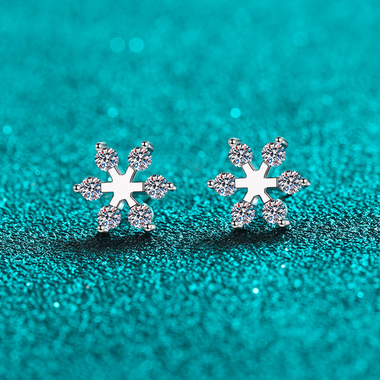 Moissanite 925 Sterling Silver Snowflake Earrings | Curated