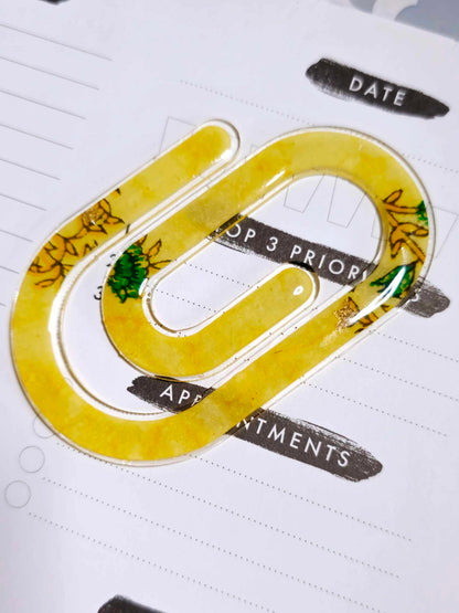 Jumbo Paper Clip Bookmark | Yellow Floral