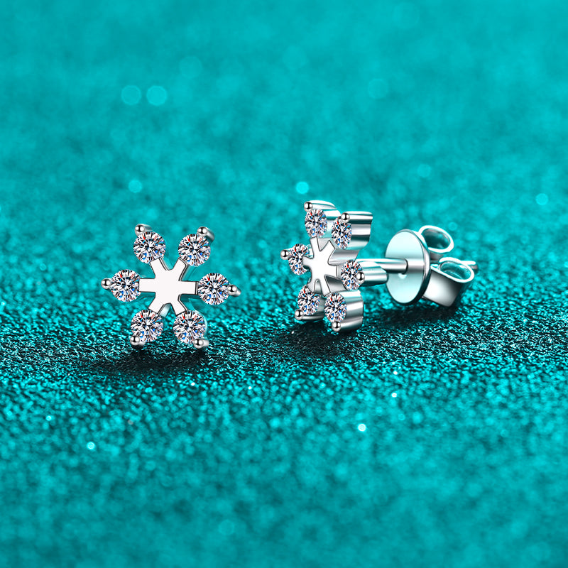 Moissanite 925 Sterling Silver Snowflake Earrings | Curated