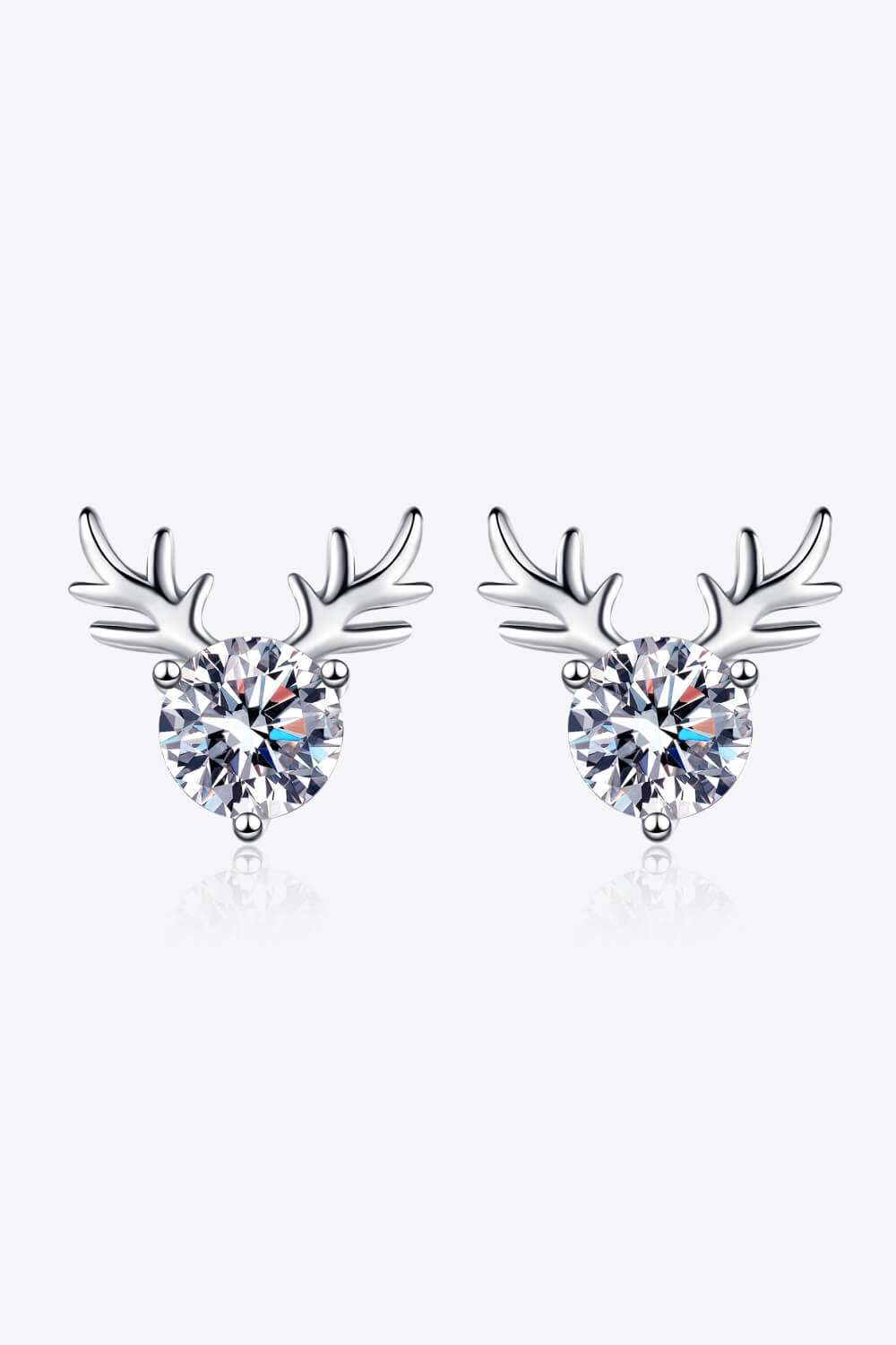 925 Sterling Silver Reindeer-Shaped Moissanite Earrings | Curated