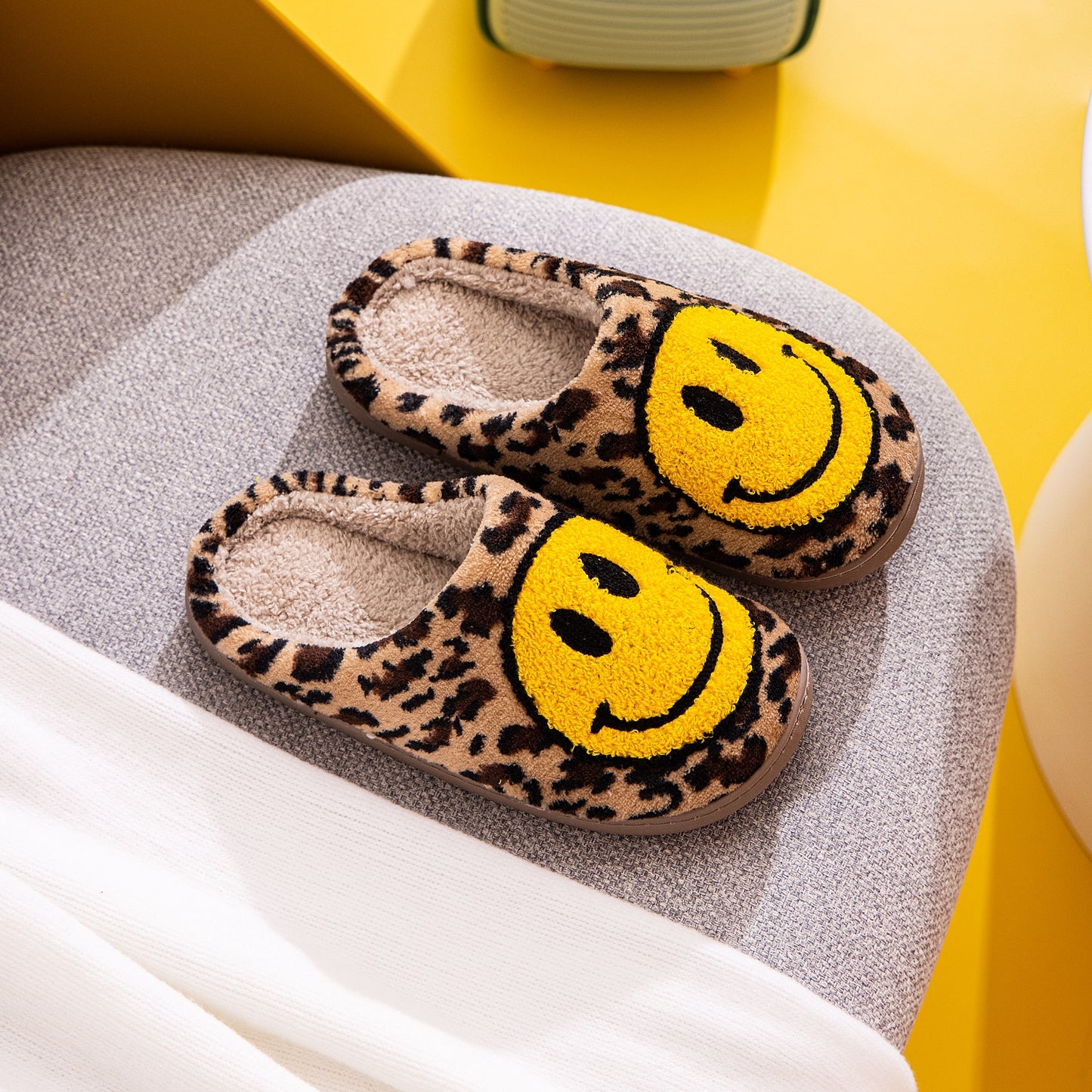 Leopard Smiley Face Slippers | Curated