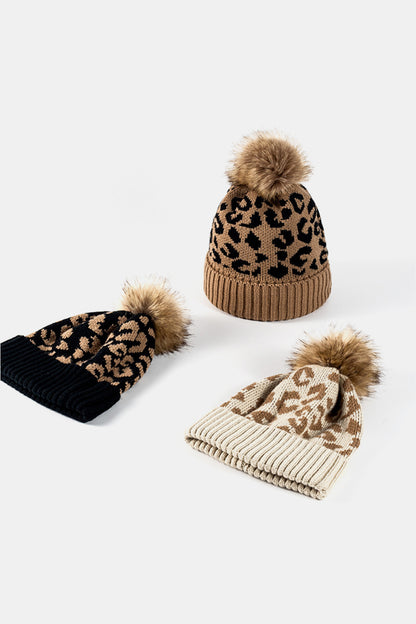 Leopard Pom-Pom Cuffed Beanie | Curated