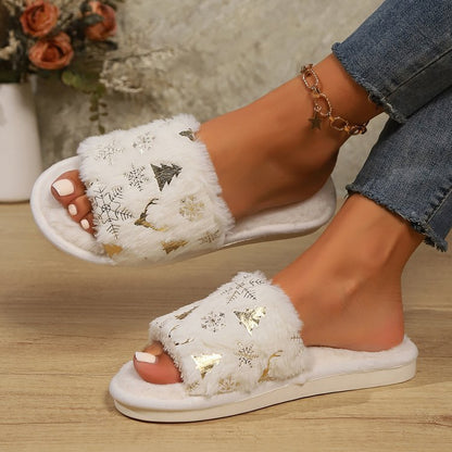 Cutesy Snowflakes | Open Toe Slippers | Curated