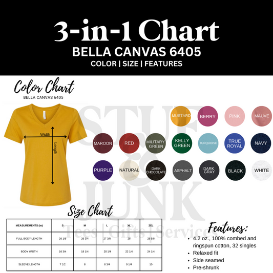 Bella Canvas 6405 | Color Chart