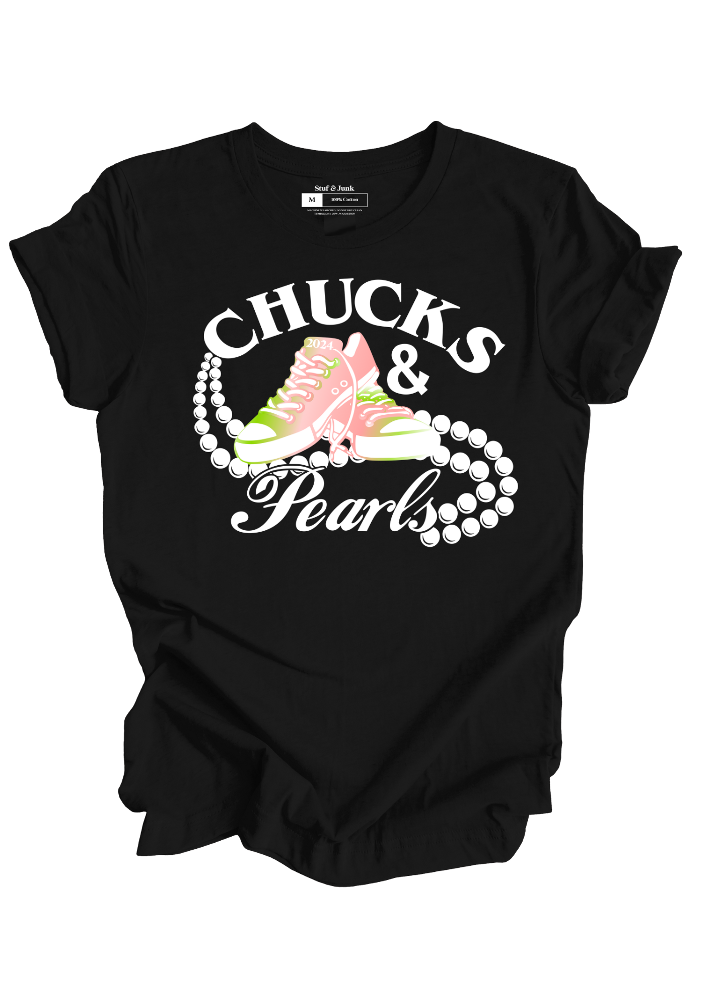 Chucks & Pearls Pink-Green | Short Sleeve T-shirt