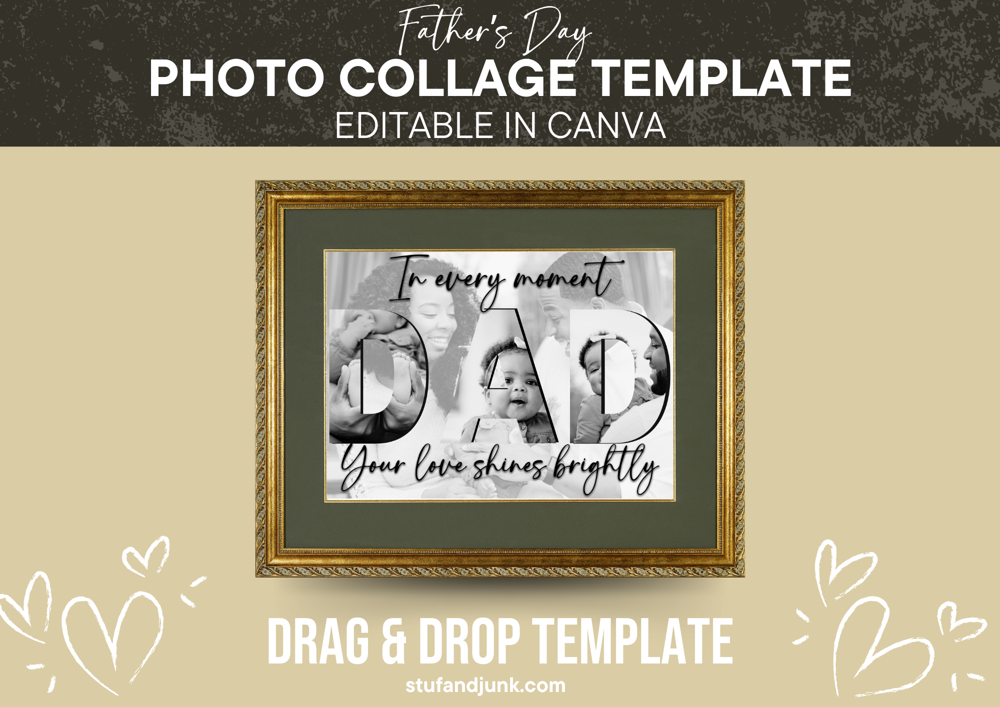 Canva-Editable Father's Day Photo Frame Template| Digital Download ...