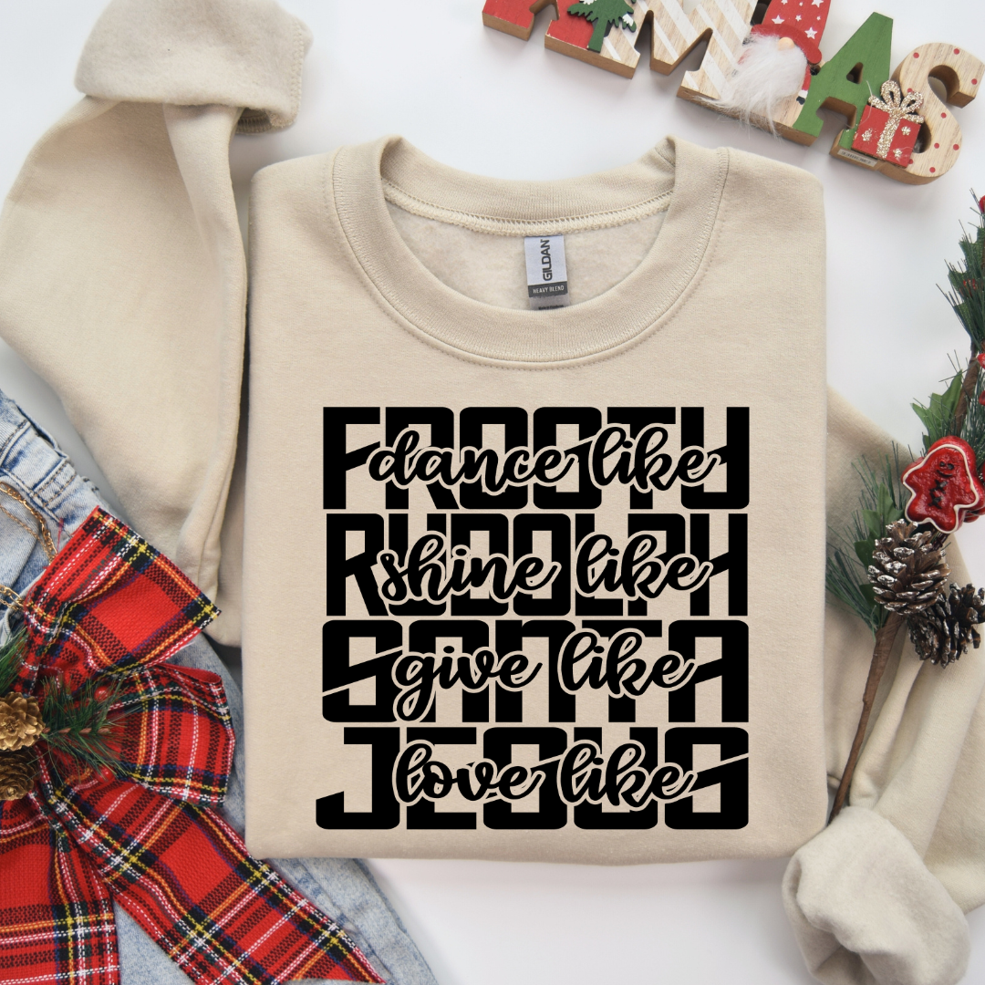 Frosty, Rudolph, Santa, Jesus | Sweatshirt