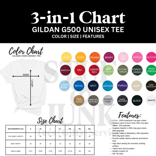 Gildan G500T-shirt Color Chart