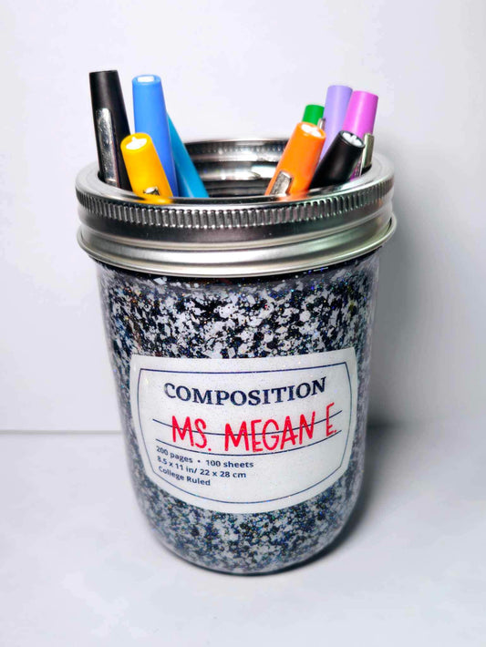 Composition Notebook Pen-Pencil Jar |16oz.