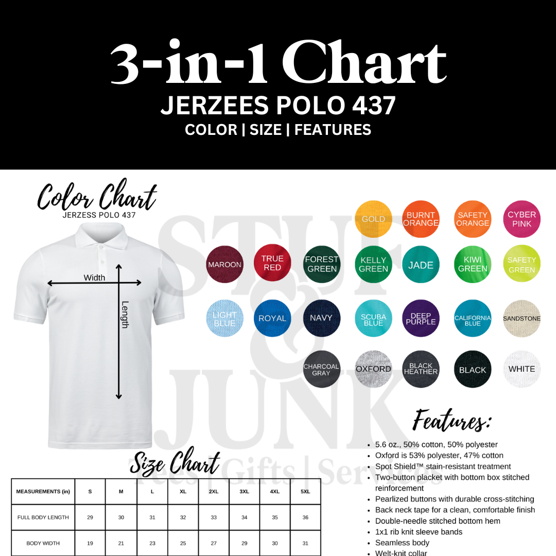 Jerzees Polo 437 | Color Chart