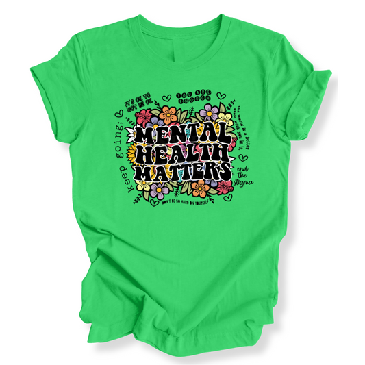 Mental Health Matters | Colorful Floral | Short-sleeve T-shirt