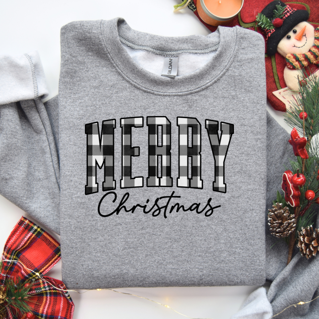 Merry Christmas Plaid | Adult Sweatshirt