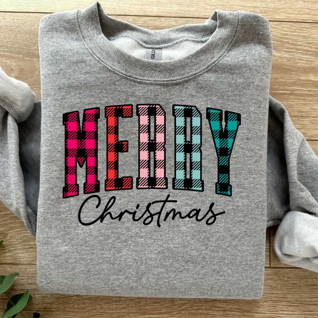 Merry Christmas Plaid | Adult Sweatshirt