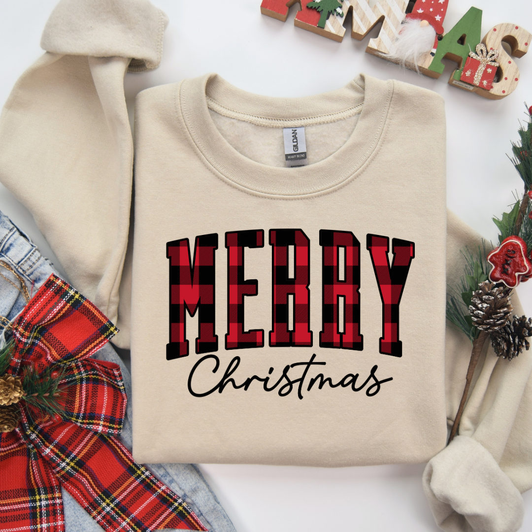 Merry Christmas Plaid | Adult Sweatshirt