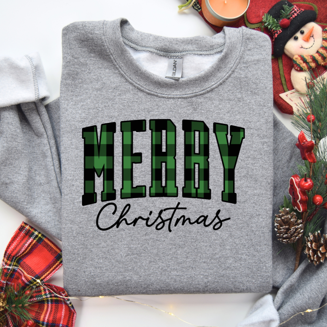 Merry Christmas Plaid | Adult Sweatshirt