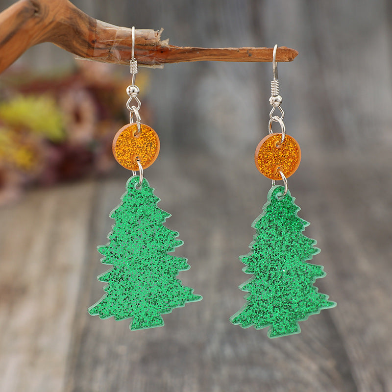 Glitter Acrylic Tree Shape Earrings | Curated