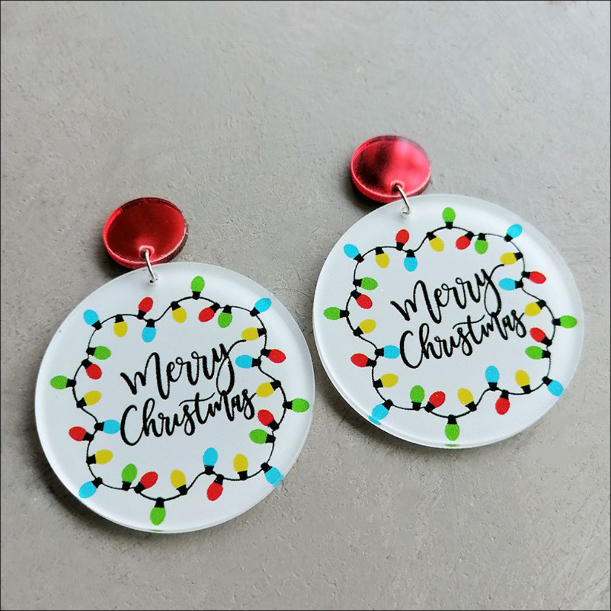 Christmas Themed Acrylic Dangle Earrings | Curated