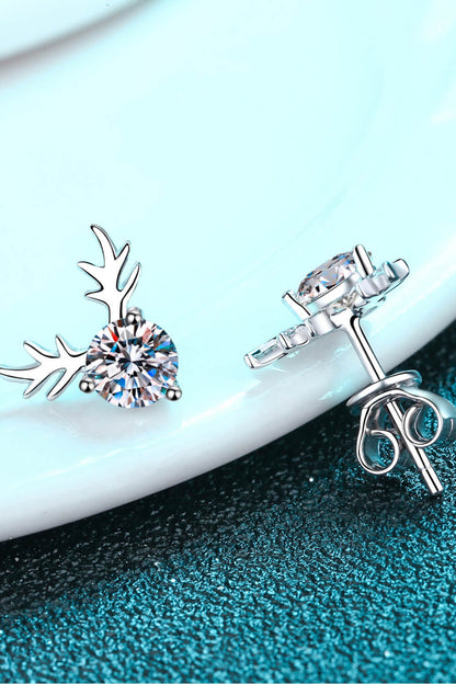 925 Sterling Silver Reindeer-Shaped Moissanite Earrings | Curated