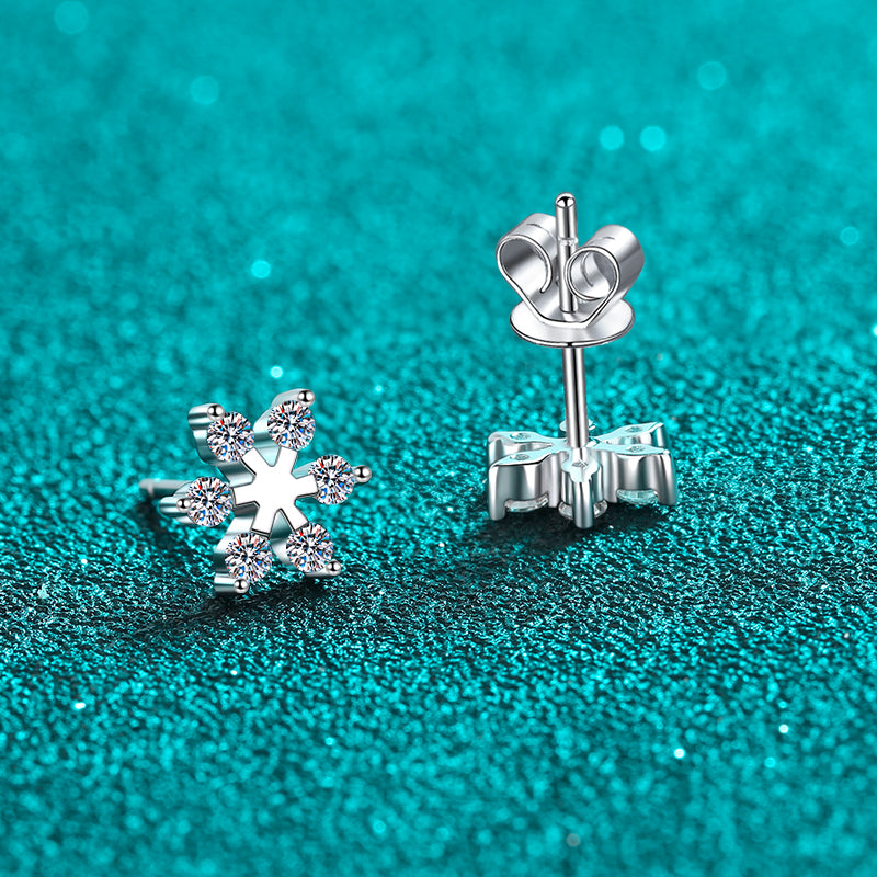 Moissanite 925 Sterling Silver Snowflake Earrings | Curated