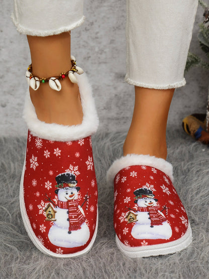 Snowman Flat Slippers | Faux Fur | Curated