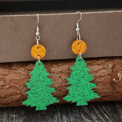 Glitter Acrylic Tree Shape Earrings | Curated