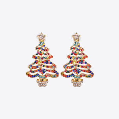 Rhinestone Christmas Tree Earrings