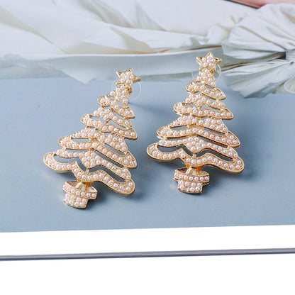 Rhinestone Christmas Tree Earrings