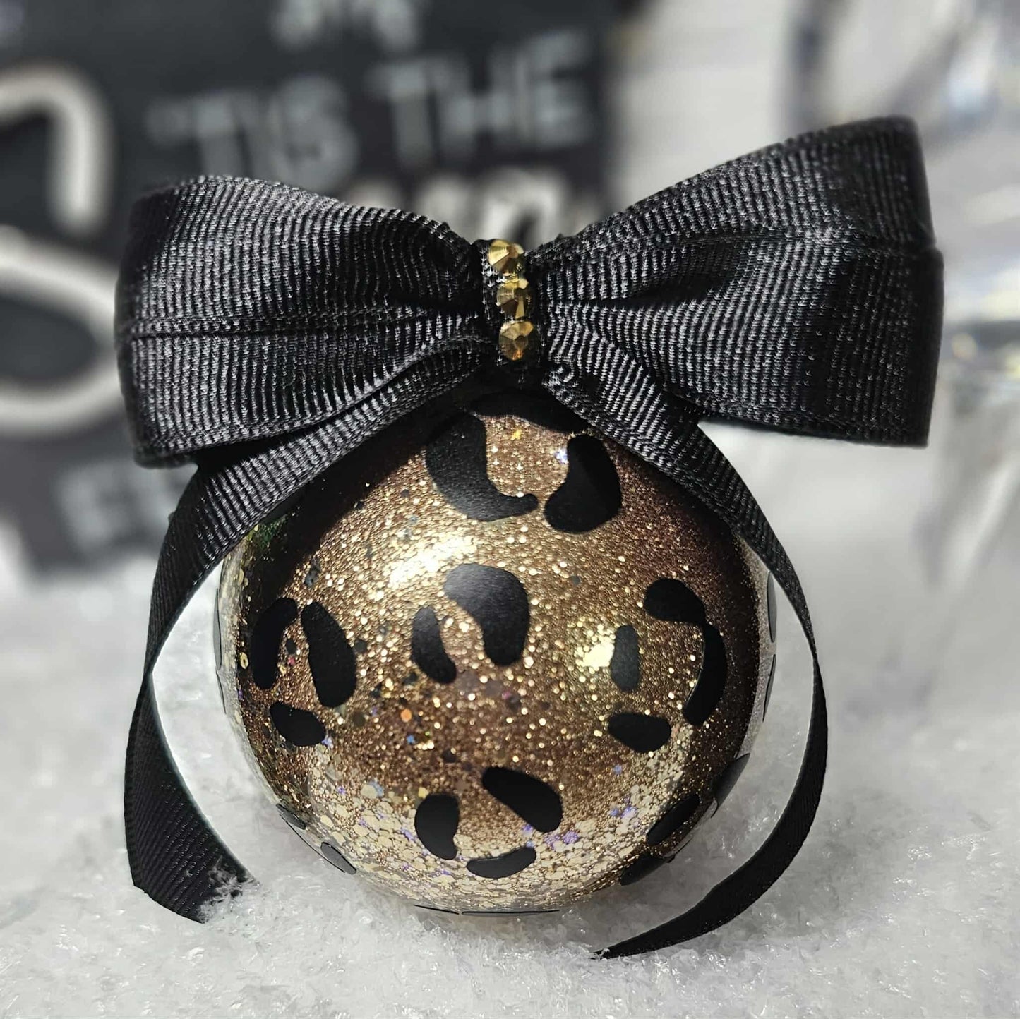 Miss Noire Glam | Leopard Glitter Handmade Ornament | 2.75 in