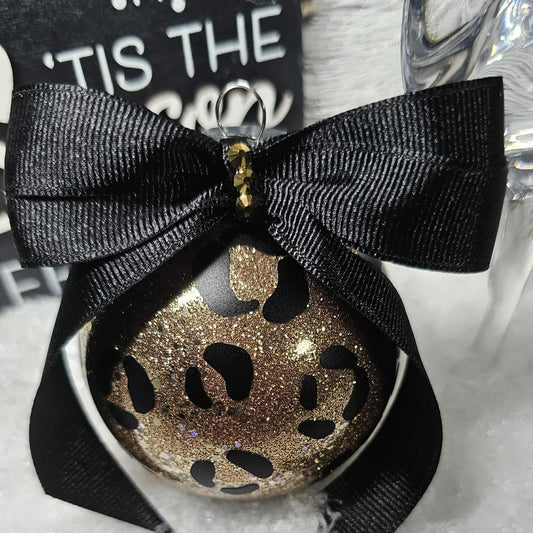 Miss Noire Glam | Leopard Glitter Handmade Ornament | 2.75 in